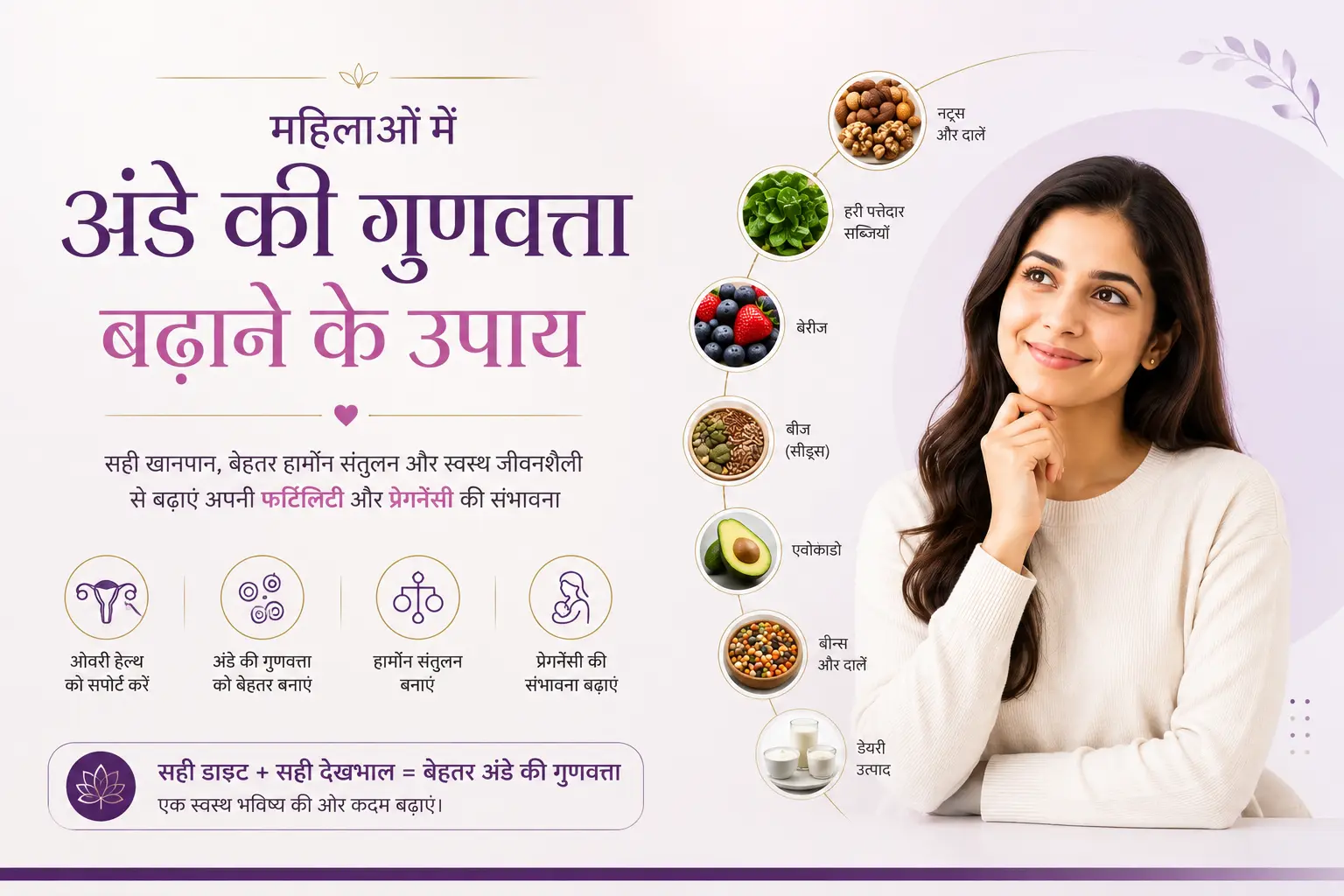 महिलाओं में अंडे बनने के लिए क्या खाएं? Egg Quality बढ़ाने के उपाय