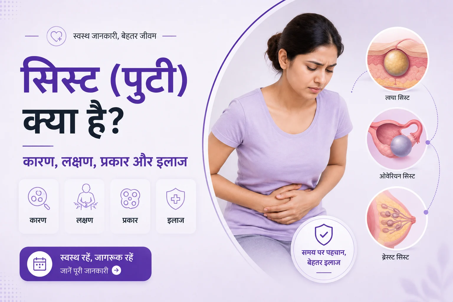 Ovarian Cyst Meaning in Hindi - ओवरी में गांठ कैसे बनती है और सिस्ट होने के कारण, लक्षण