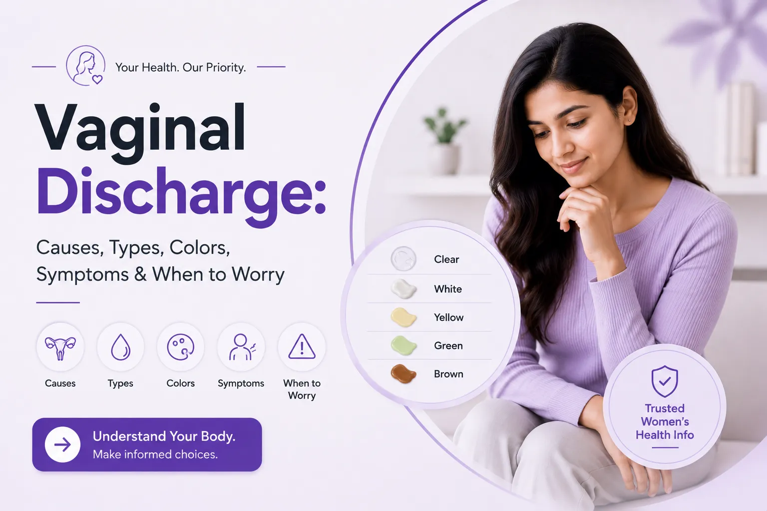 Vaginal Discharge: Causes, Types, Colors, Symptoms & When to Worry