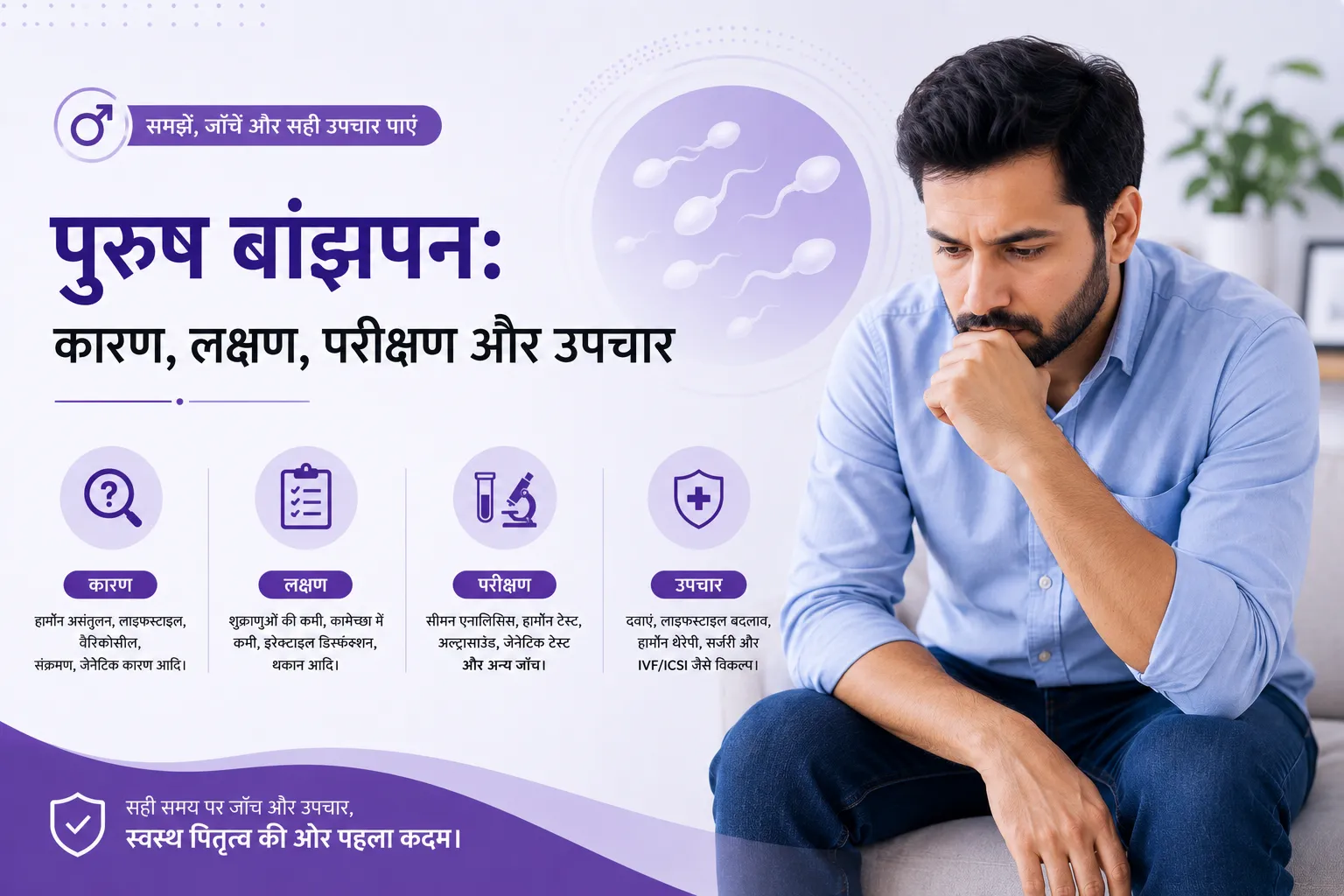 पुरुष बांझपन: कारण, लक्षण, परीक्षण और उपचार